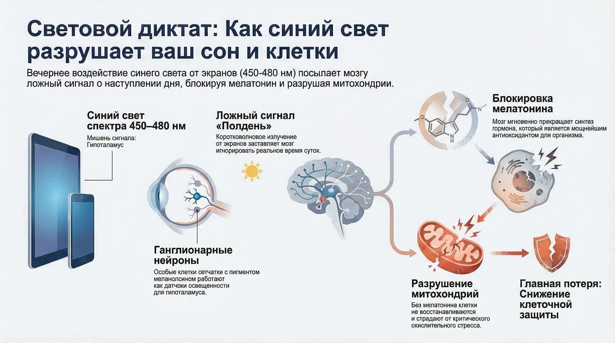 Как синий свет разрушает ваш сон и клетки