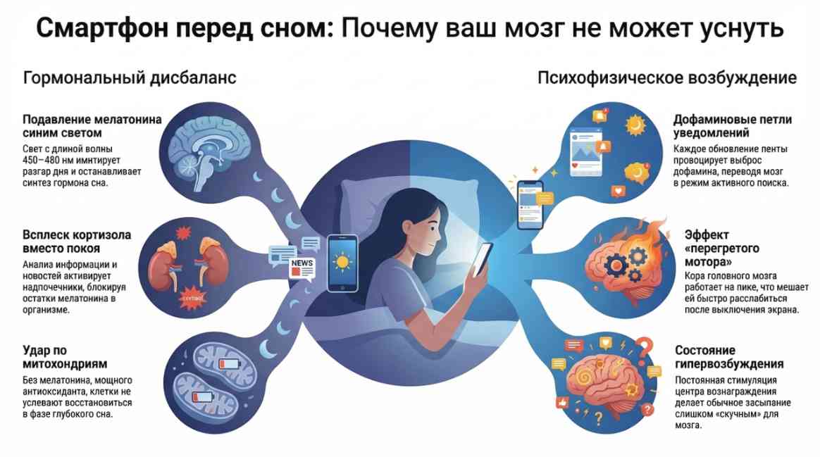 Смартфон перед сном: Почему ваш мозг не может уснуть