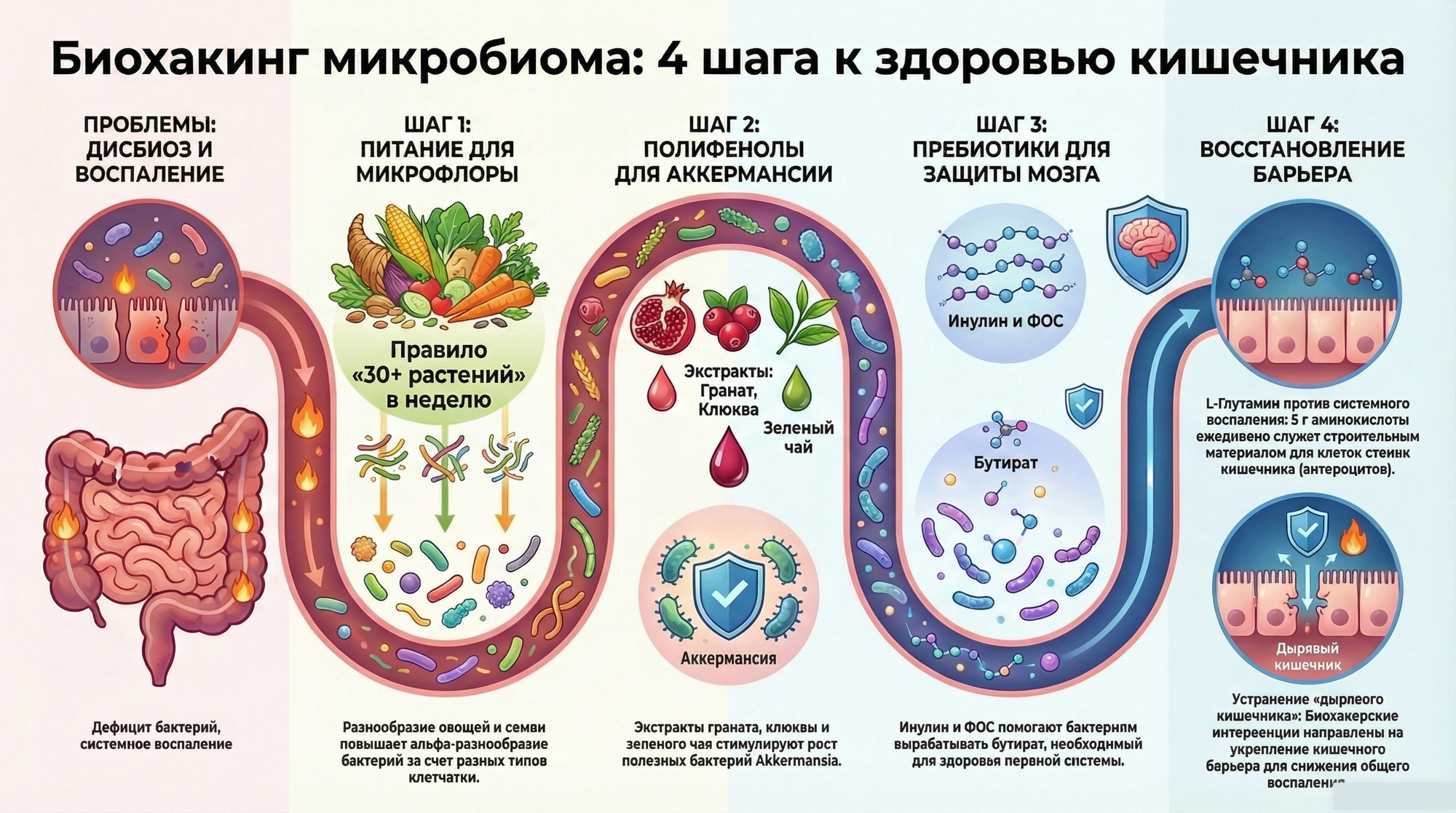 Биохакинг микробиома: 4 шага к здоровью кишечника
