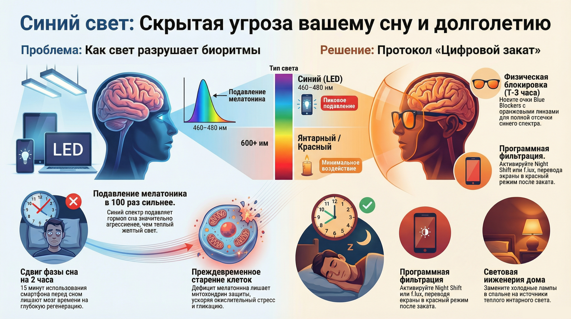 Синий свет: Скрытая угроза вашему сну и долголетию