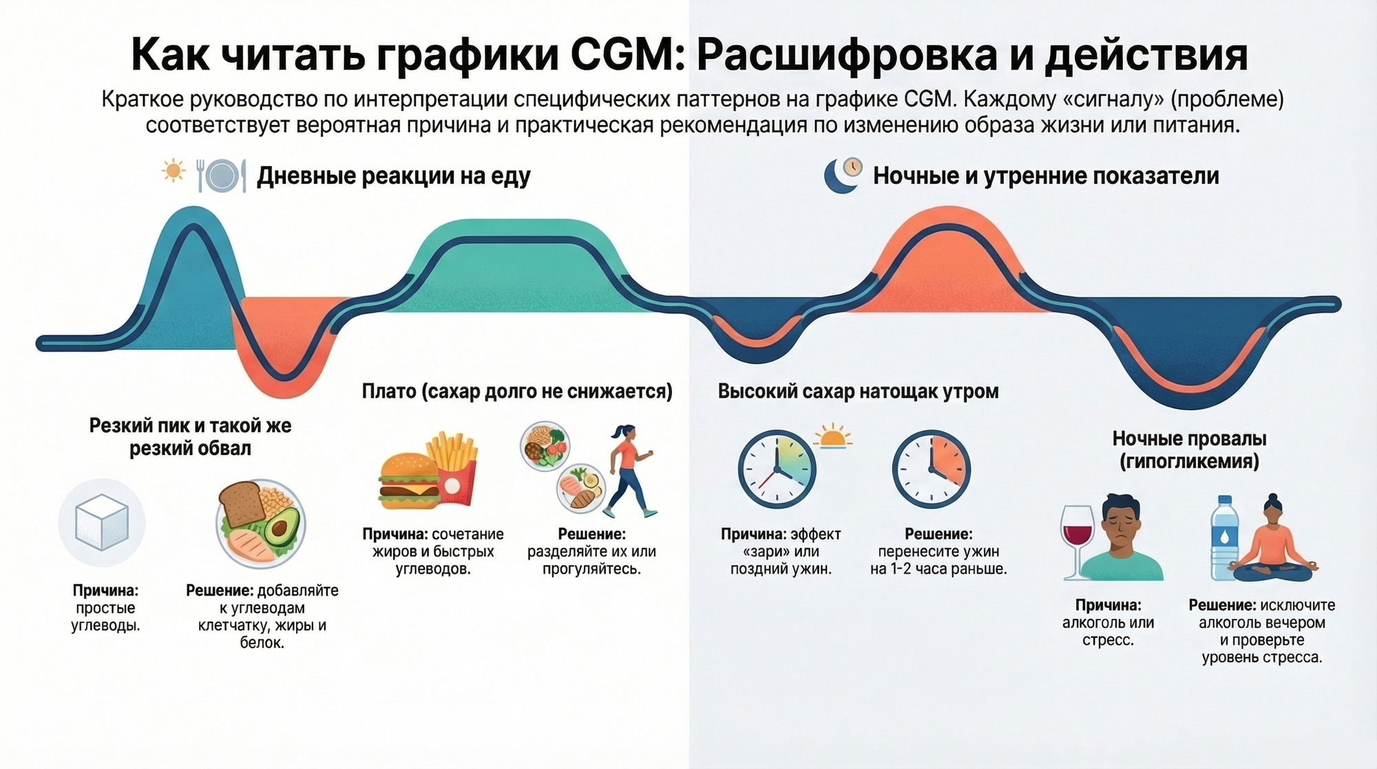 Как читать графики CGM: Расшифровка и действия