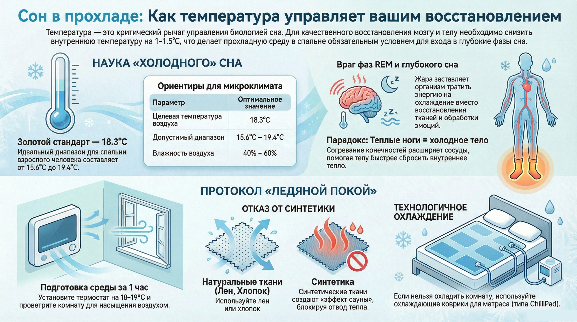 Сон в прохладе: как «остыть» и улучшить качество сна