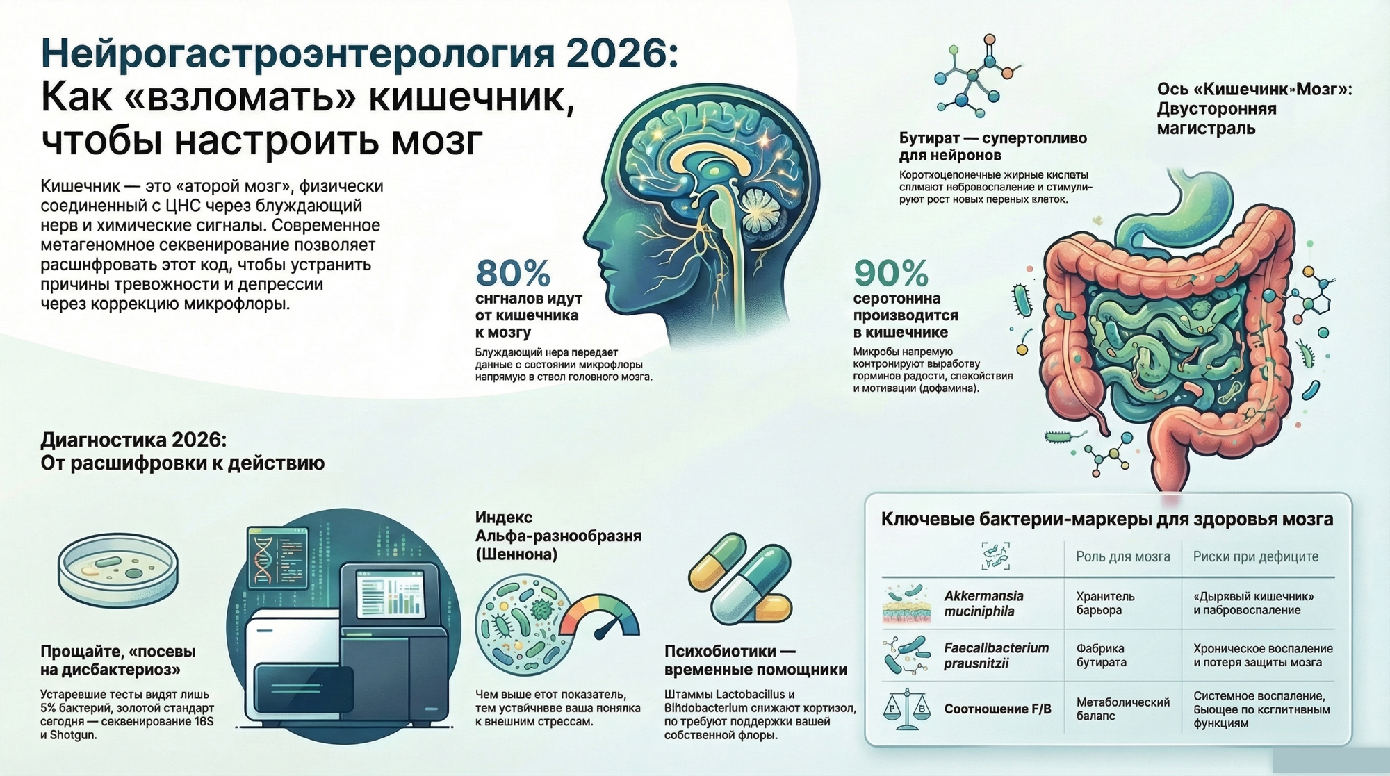 Нейрогастроэнтерология 2026: Как расшифровать свой микробиом и «перепрошить» мозг